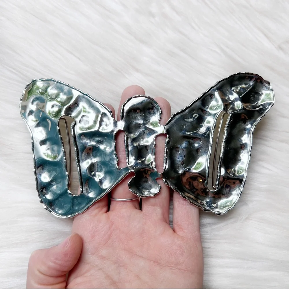 VINTAGE Butterfly Silver Handmade Belt Sash Slide Buckle